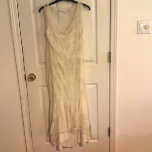 Newport News long cream dress with built in slip